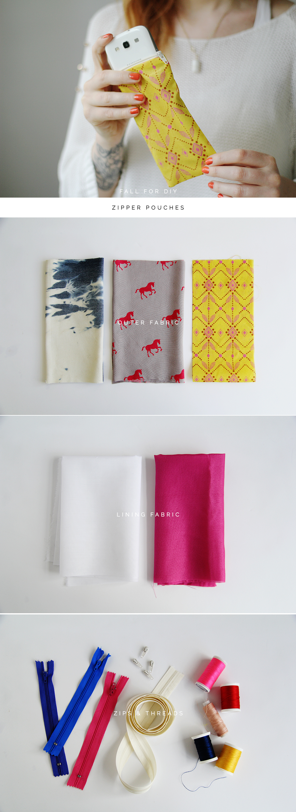 Zippered Fabric Pouches