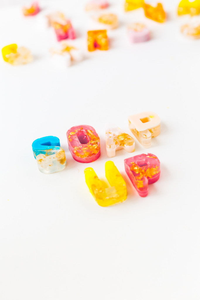 DIY Gold Leaf Colour Pop Letter Soaps | @fallfordiy