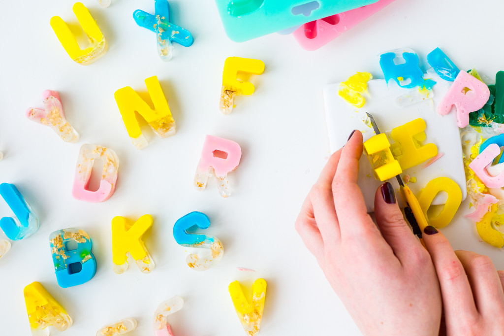 DIY Gold leaf Colour Pop Letter Soaps | @fallfordiy-6