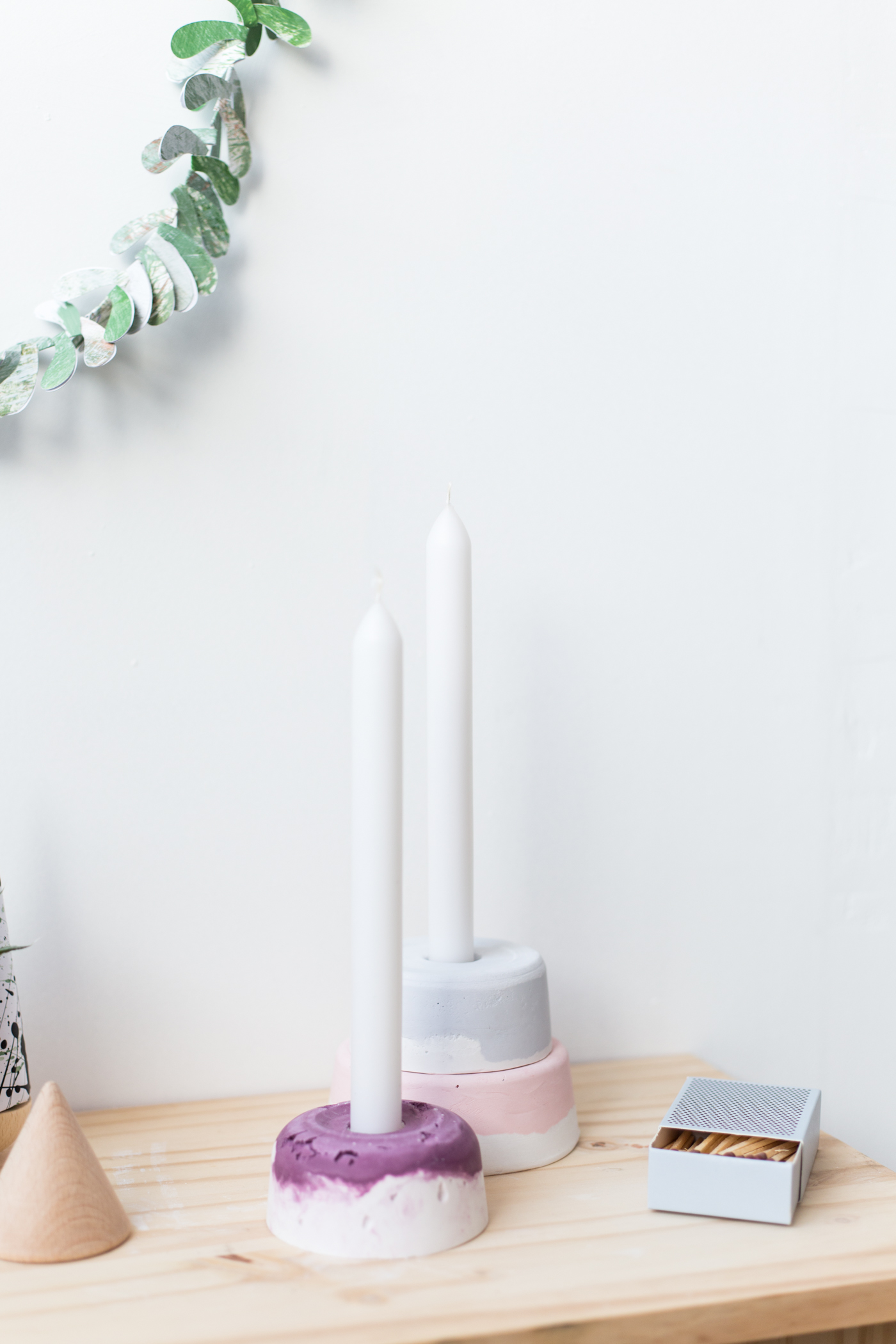 DIY Paint Dyed Plaster Candle Holder