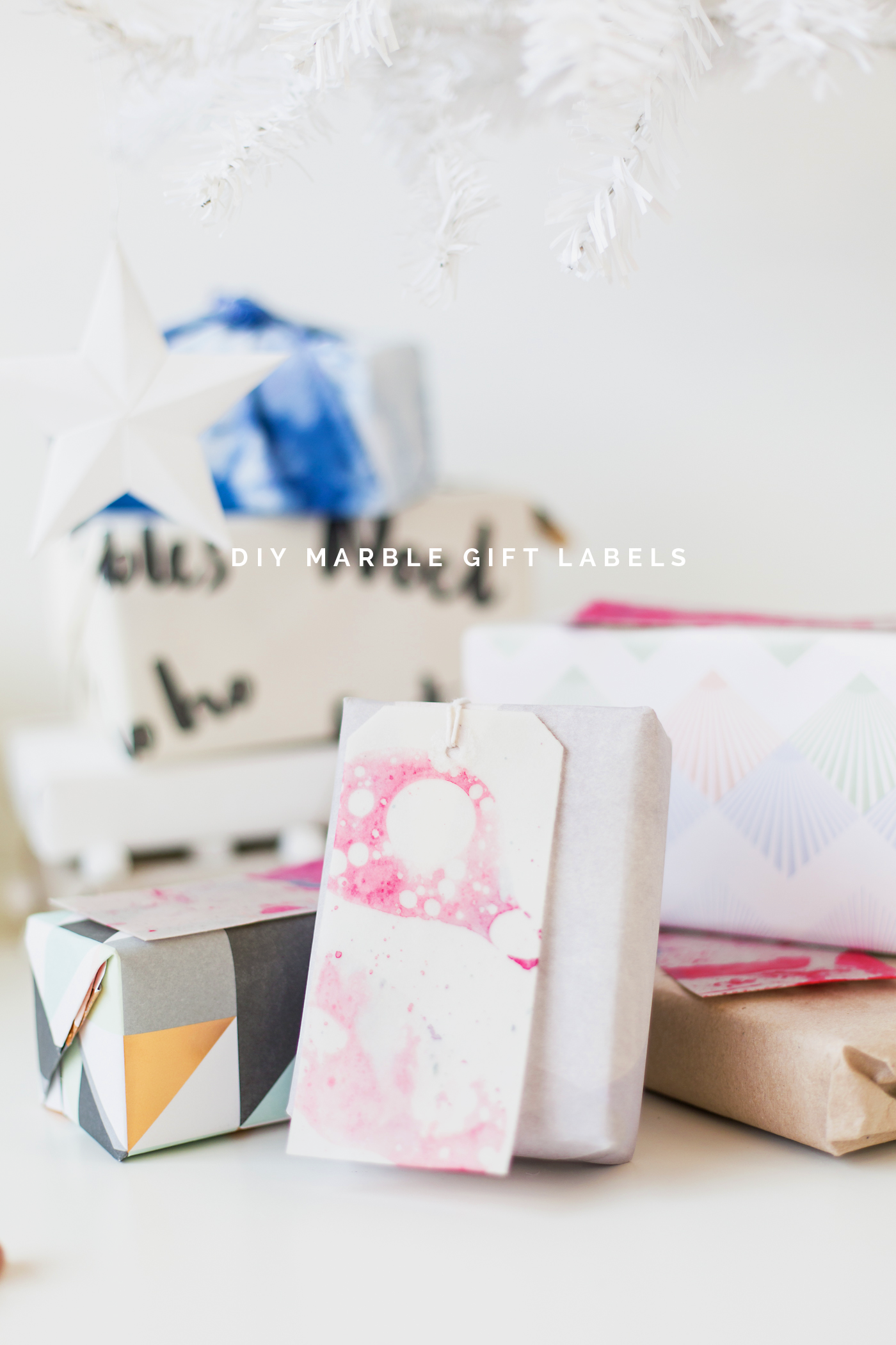 DIY Marbled Gift Labels tutorial with Dulux | @fallfordiy