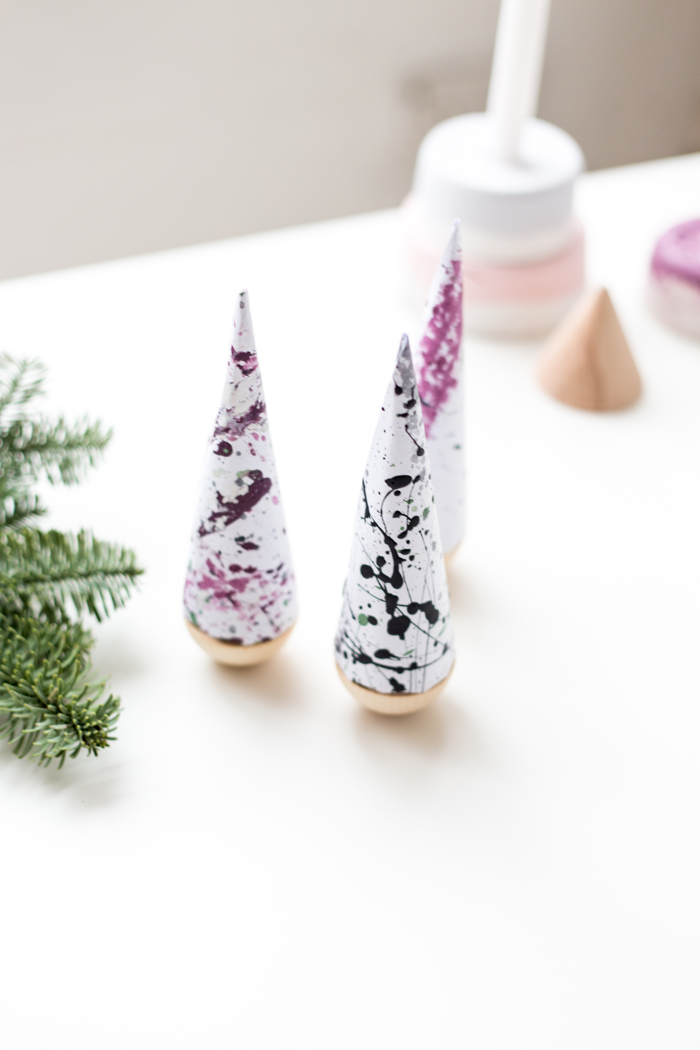 DIY Paint Splattered Christmas Trees