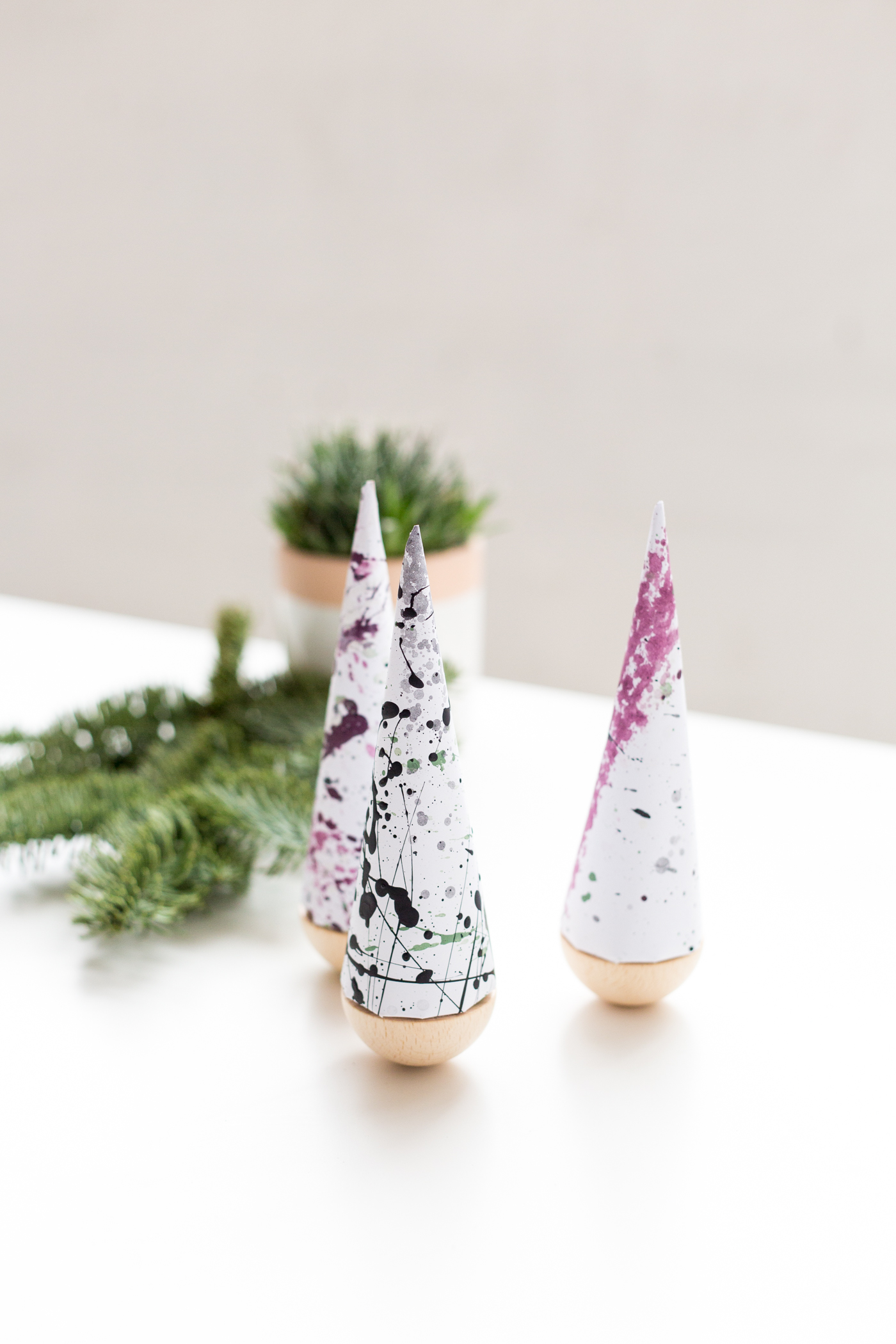 DIY Paint Splattered Christmas Trees