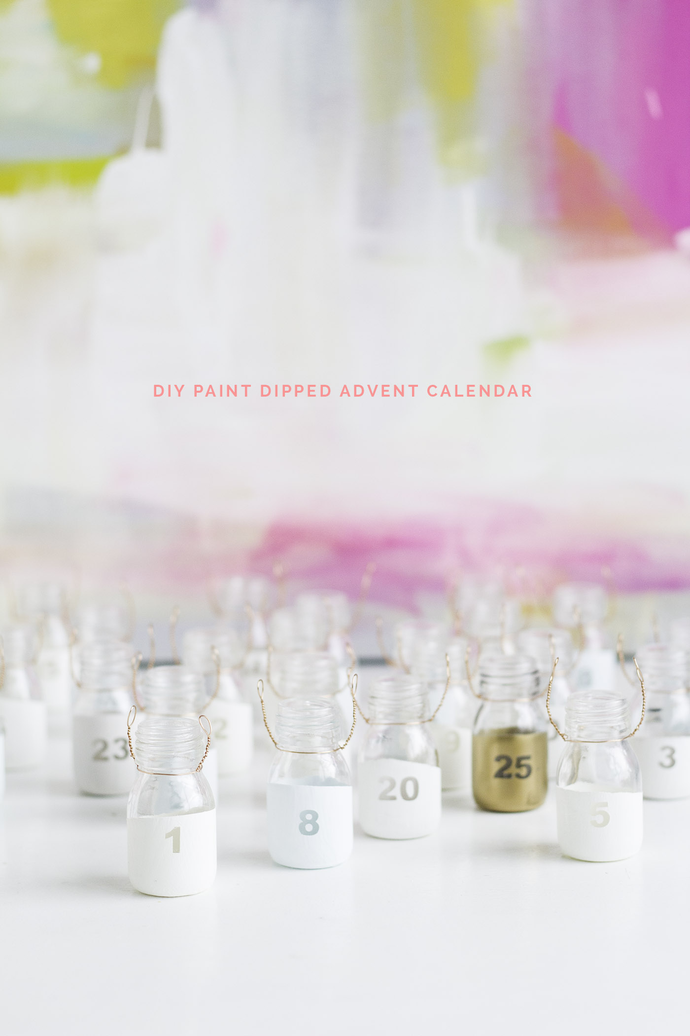 DIY Paint Dipped Advent Calendar Bottles | Fall For DIY