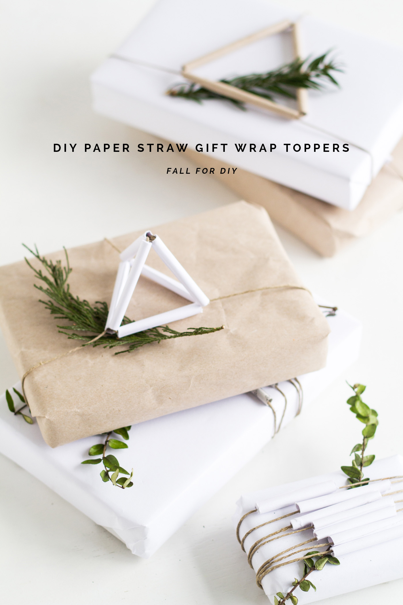 DIY Paper Straw Gift Wrap Topper Tutorial | @fallfordiy