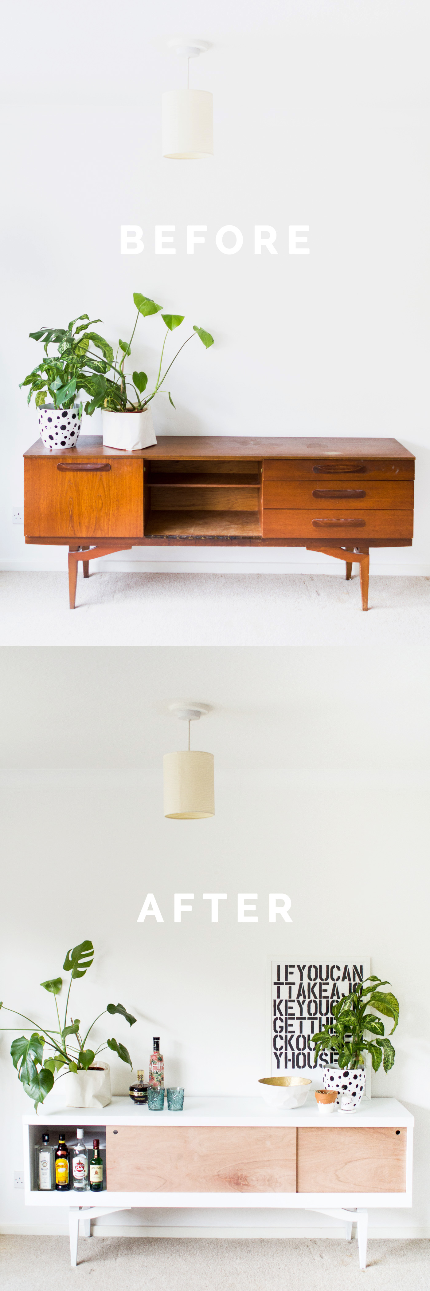 DIY Sideboard Makeover styled before and after pin