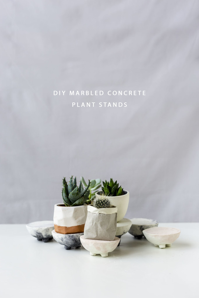 DIY Marbled Concrete Planter Stand Tutorial | @fallfordiy