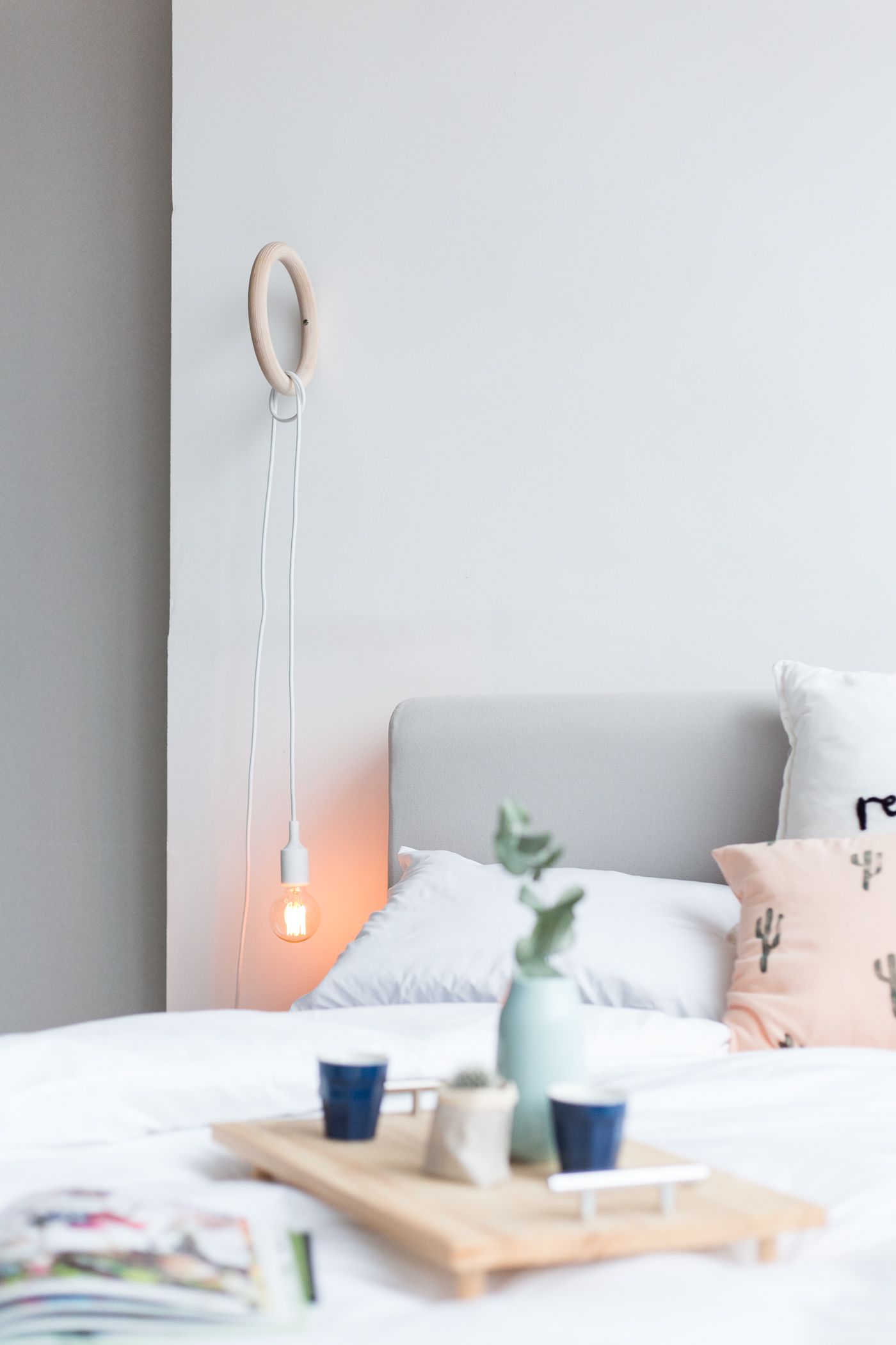 Brighten up your Bedroom Decor with this DIY Gym Ring Hanging Lamp