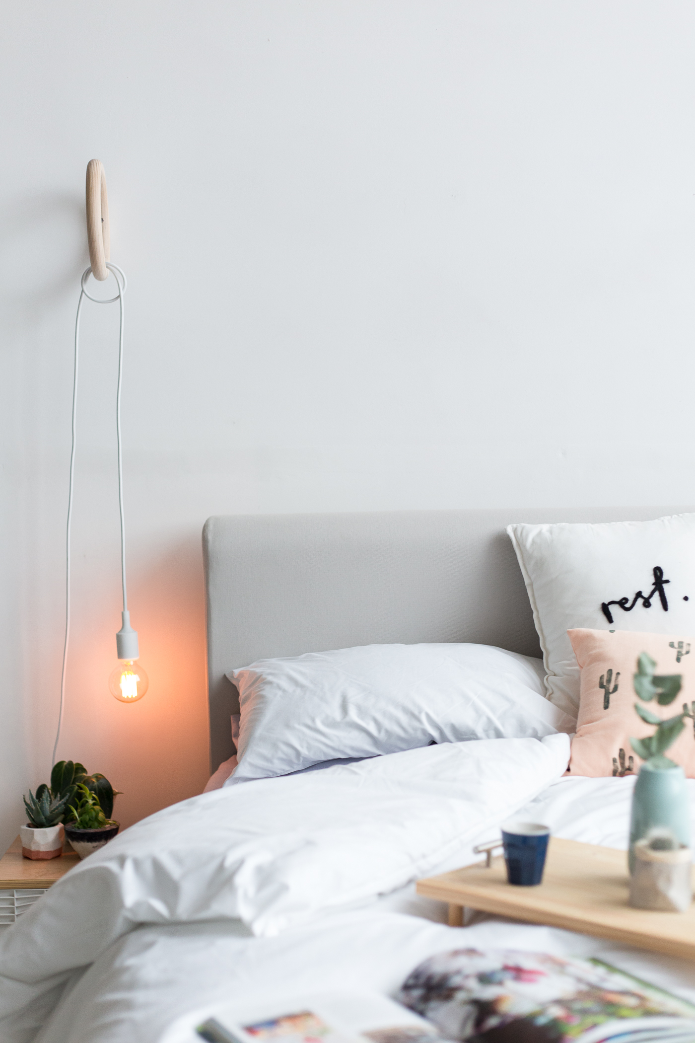 Brighten up your Bedroom Decor with this DIY Gym Ring Hanging Lamp