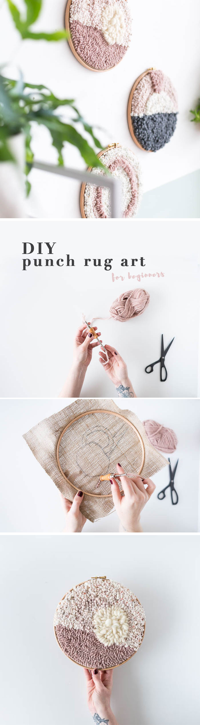Make your own DIY Punch Rug Artwork for Beginners to create easy and unique wall art for your home. Click through for the tutorial!