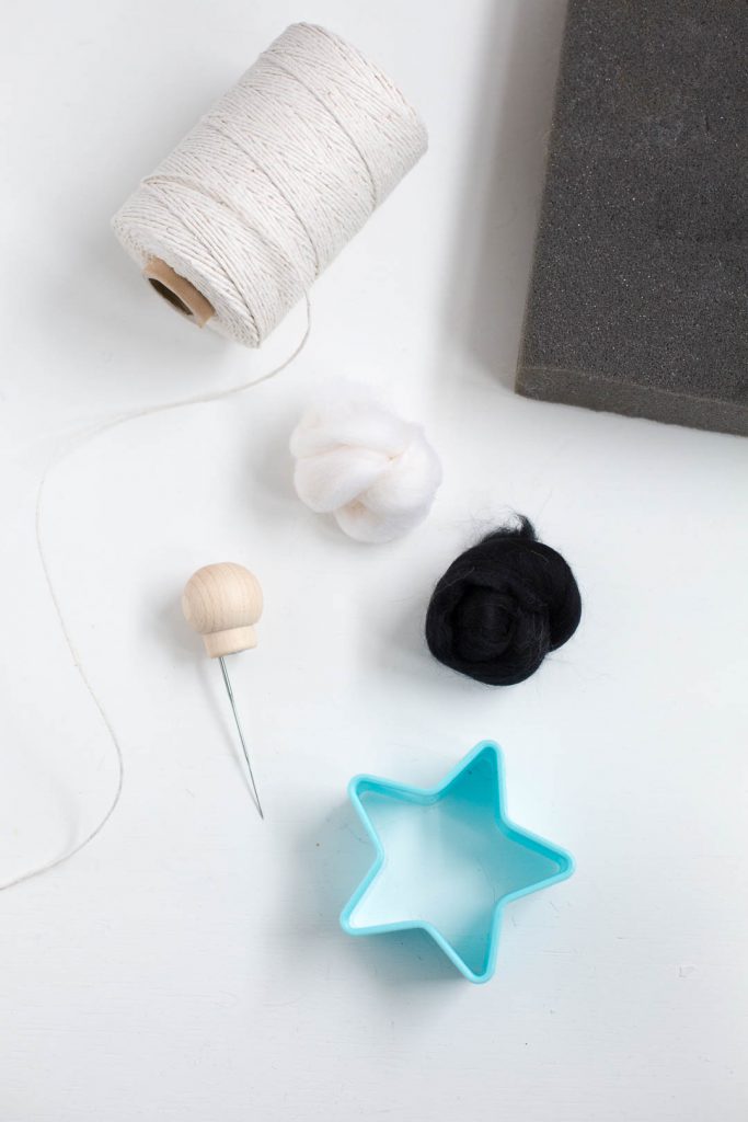 DIY Needle Felted Christmas Tree Star Ornaments