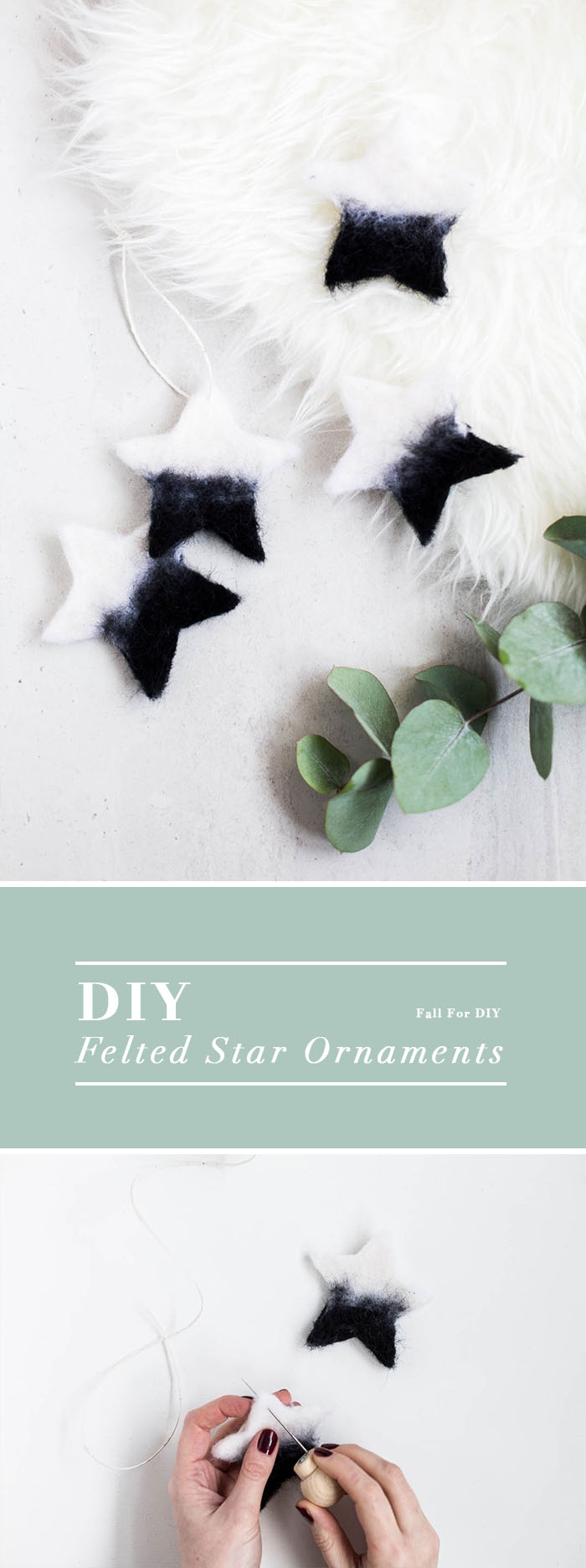 DIY Needle Felted Christmas Star Tree Ornaments