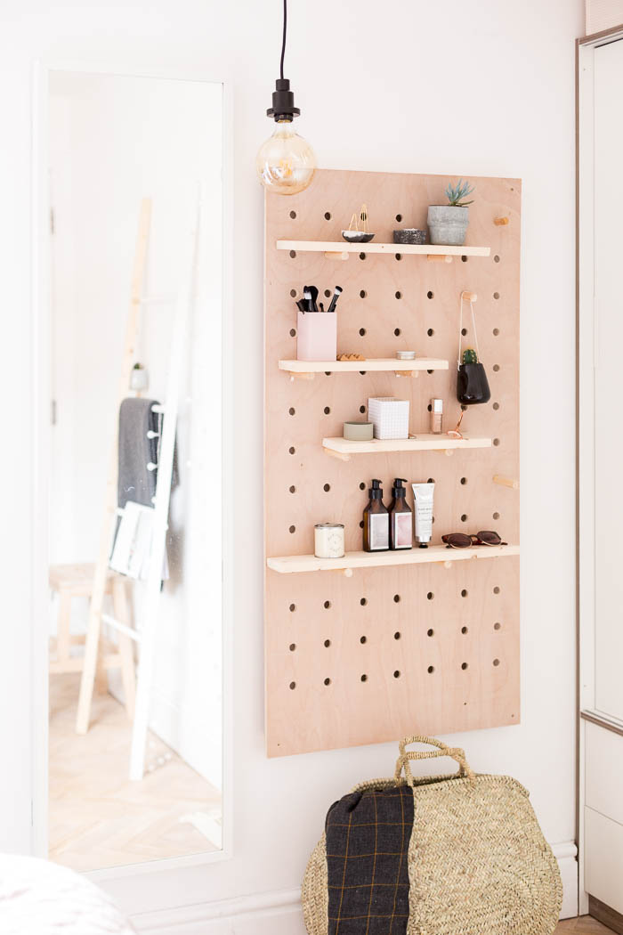 Diy Standing Vanity With Pegboard Hidden Mirror Storage Fall For Diy