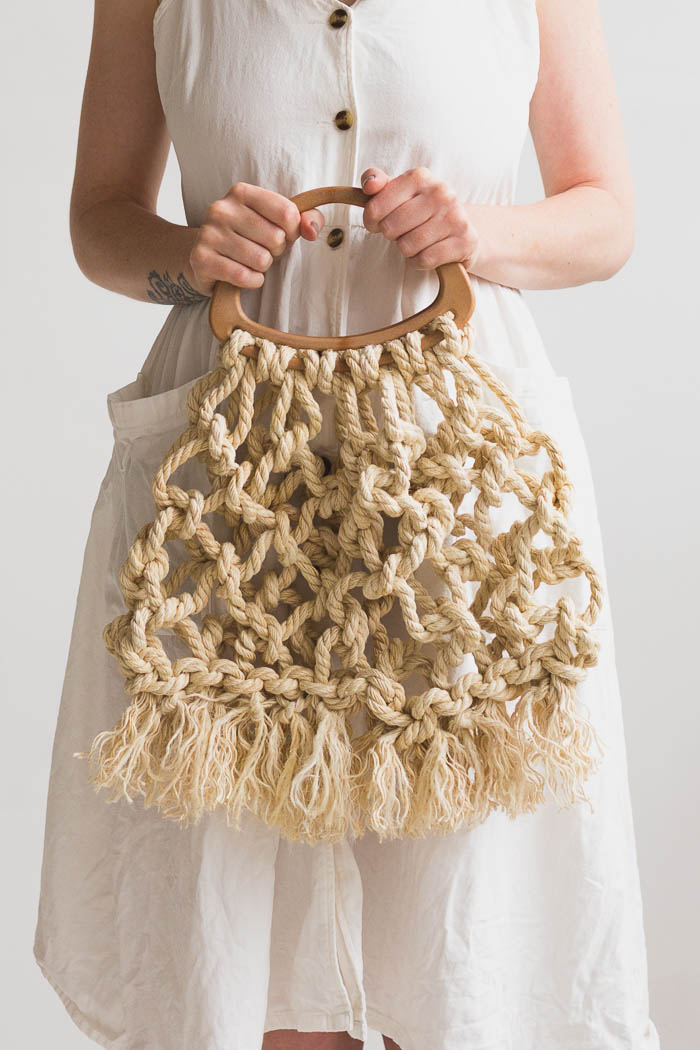 Tote store bag macrame