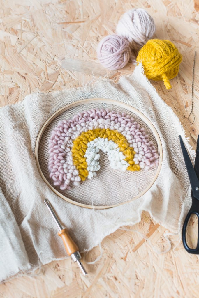 DIY Punch Needle Rainbow Wall Hanging