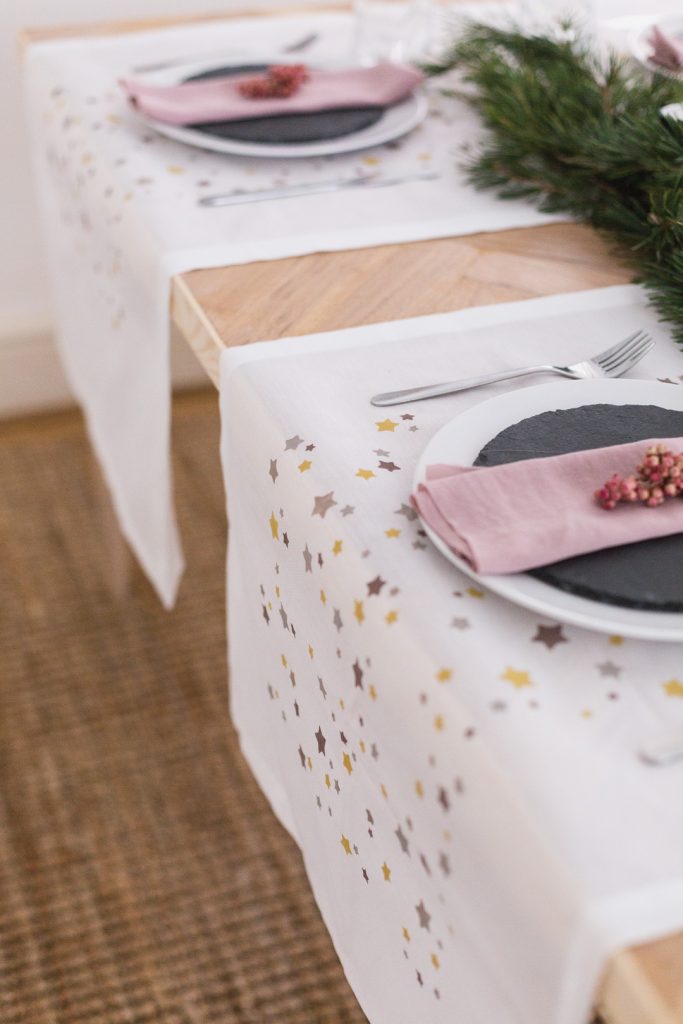 DIY Printed Table Runner with Vintage Paints