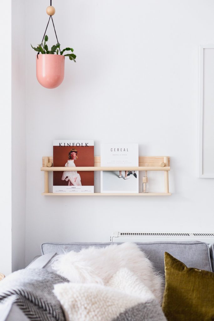 DIY Dowel Magazine Shelf