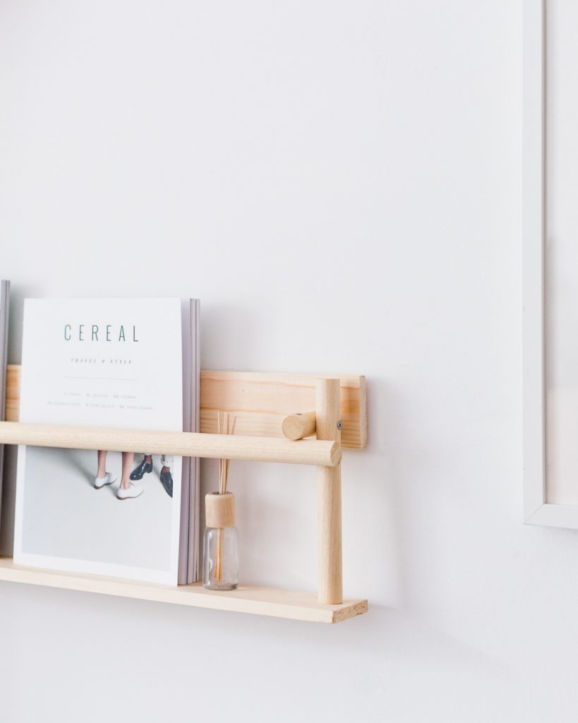 DIY Dowel Magazine Shelf