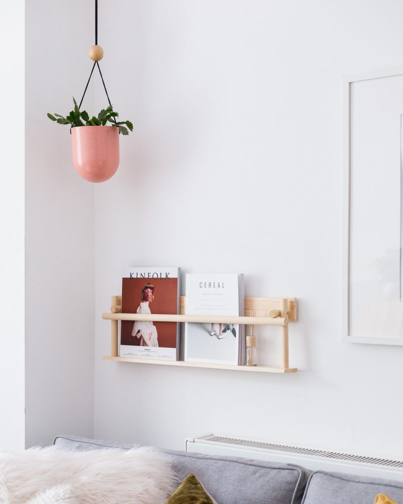 DIY Dowel Magazine Shelf