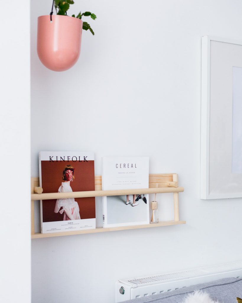 DIY Dowel Magazine Shelf