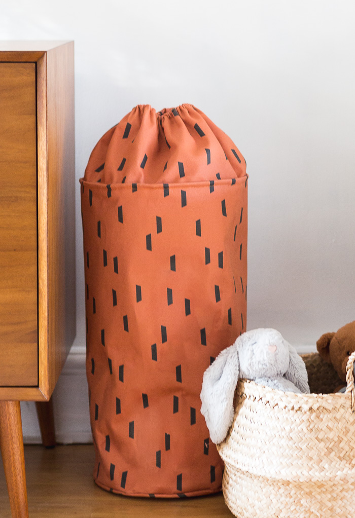 DIY Denim Bucket Toy Storage Bag with Drawstring Top Tutorial