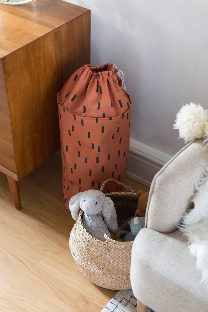 DIY Denim Bucket Toy Storage Bag with Drawstring Top Tutorial