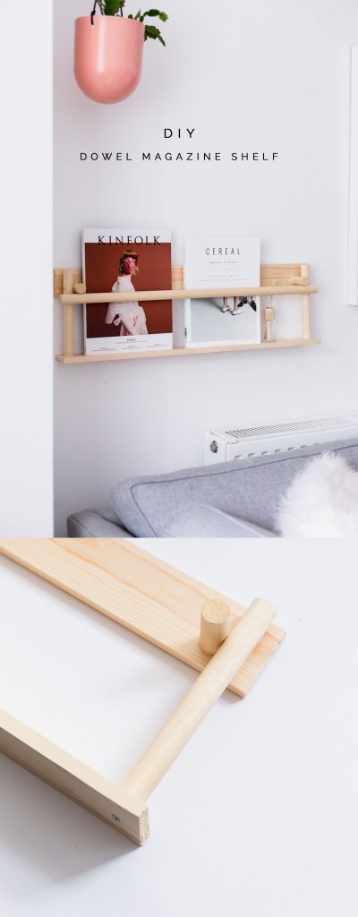 DIY Dowel Magazine Shelf