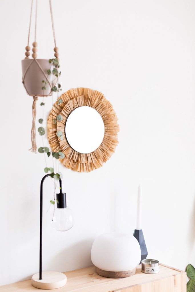 DIY Raffia Tasseled Mirrors