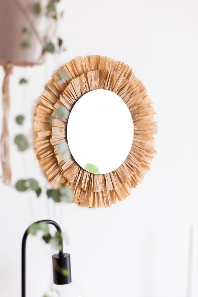 DIY Raffia Tasseled Mirrors