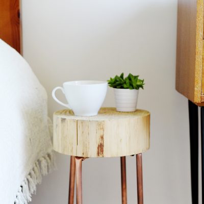 DIY Copper Pipe and Wood Slice Side Table