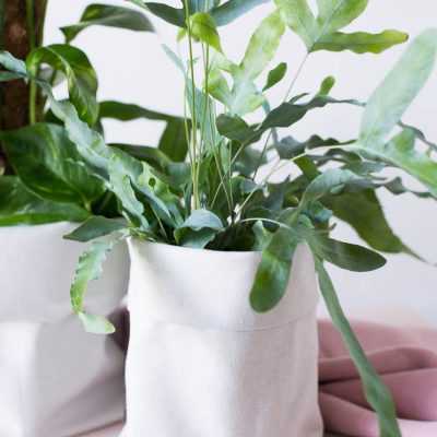 DIY Canvas Fabric Planters made from Plastic Bottles