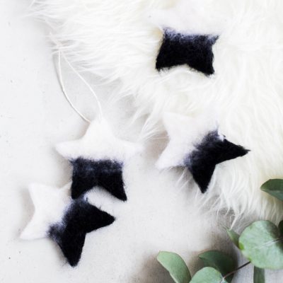 DIY Needle Felted Christmas Tree Star Ornaments