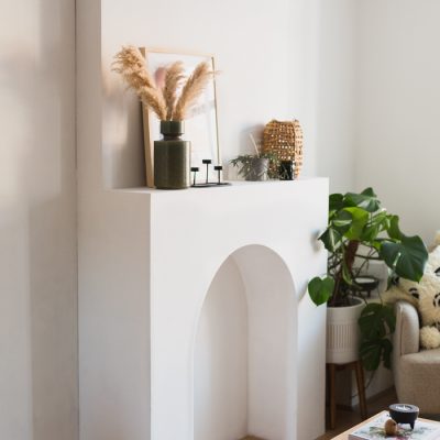 DIY Arched Faux Fireplace