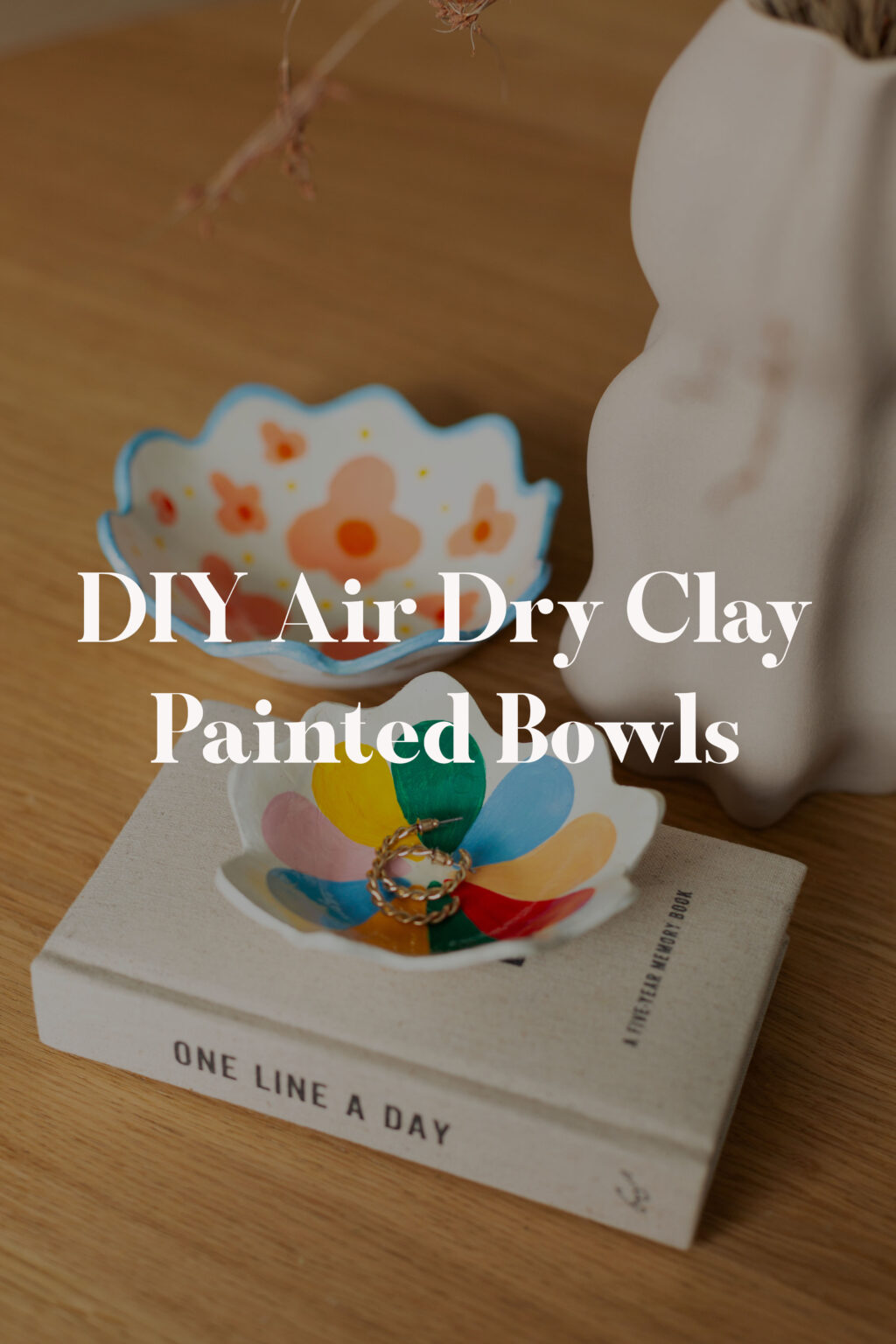 DIY Air Dry Clay Wavy Painted Bowl | Fall For DIY