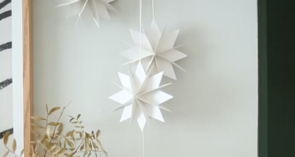 DIY Easy Christmas Star Decorations made using Card (with templates!)